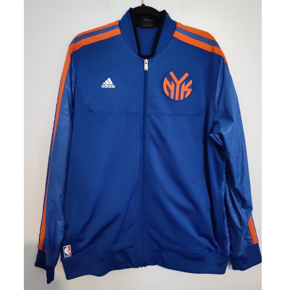 Adidas NBA New York Knicks Track Jacket Blue Orange Full Zip Mens XL RN119208